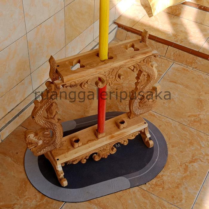 Jagrak bendera tombak , jagrak ukir naga jagrak kayu jati RGP32432