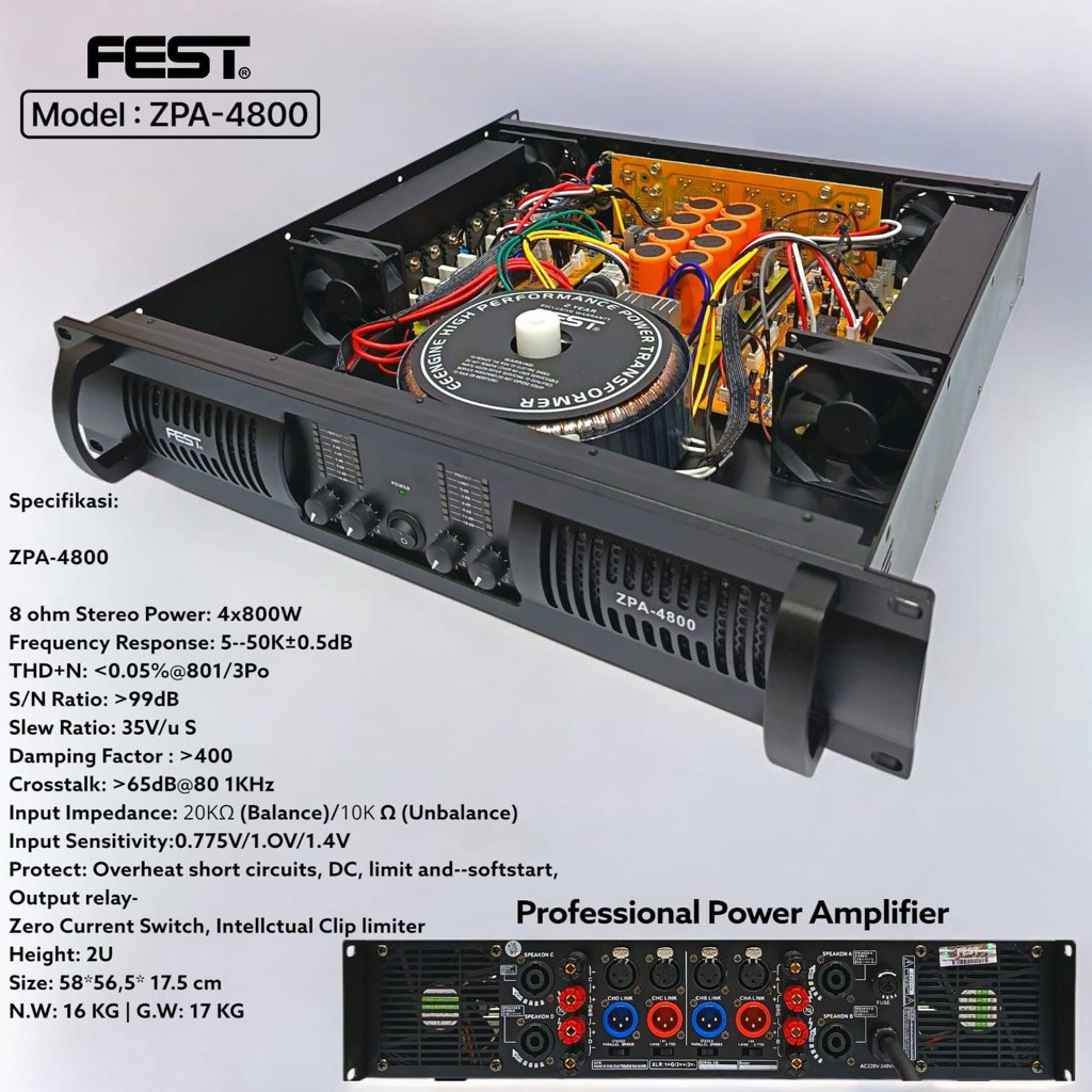 Power Fest HMX4800 ZPA4800Original 4 Channel Amplifier FEST HMX-4800 zpa-4800 zpa hmx 4800 Hmx 4800 