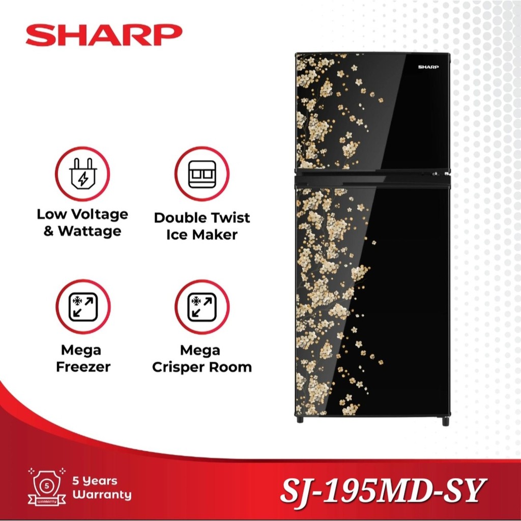 Kulkas Sharp 2 pintu SJ-195MD SY SB SJ195MD 172 L Sakura Yellow / Blue