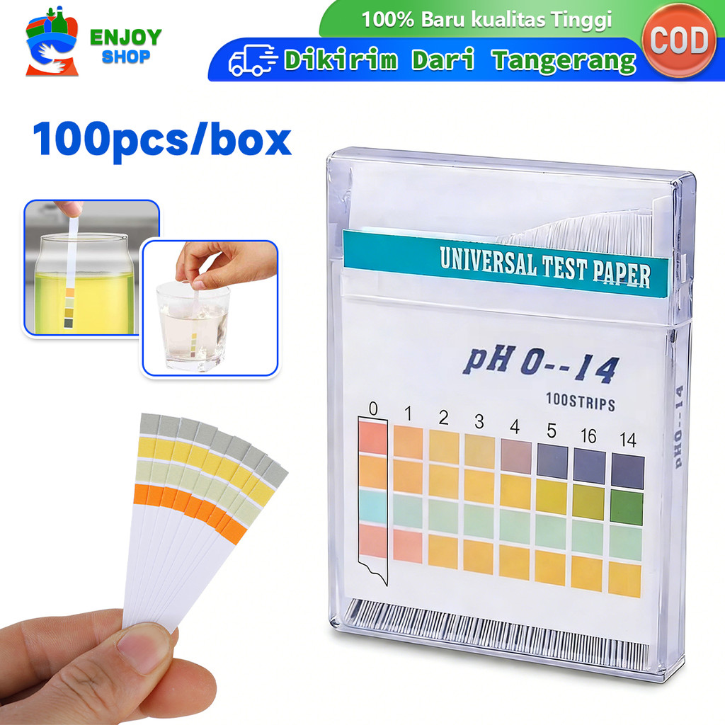 100pcs Kertas Lakmus PH 0-14 Strip PH Paper Universal Test Untuk Pengukur Asam Basa Dan Air Tester