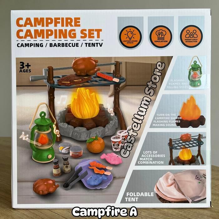 Mainan Campfire Camping Set Lengkap Dengan Tenda, Lampu Badai, Api Unggun, Peralatan BBQ  dan Perala