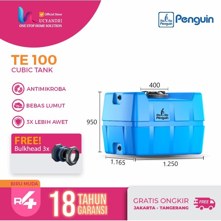 Penguin TE 100 Tangki Air Kotak 1000 Liter Food Grade dan Anti UV Toren tandon original