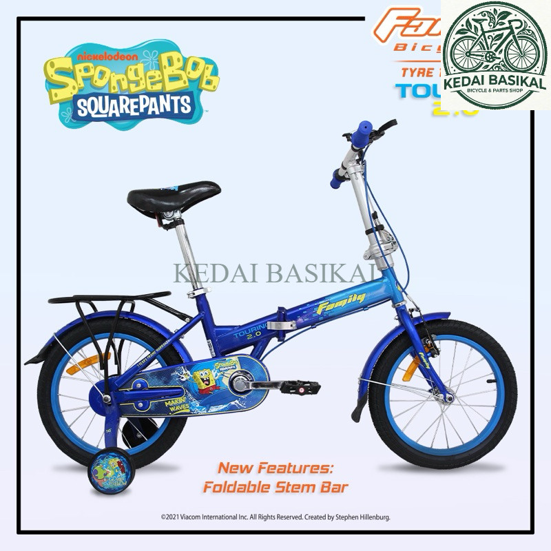 [KEDAI BASIKAL] Sepeda Lipat Anak 16 Family Touring 2.0 SpongeBob | Bicycle & Parts Shop