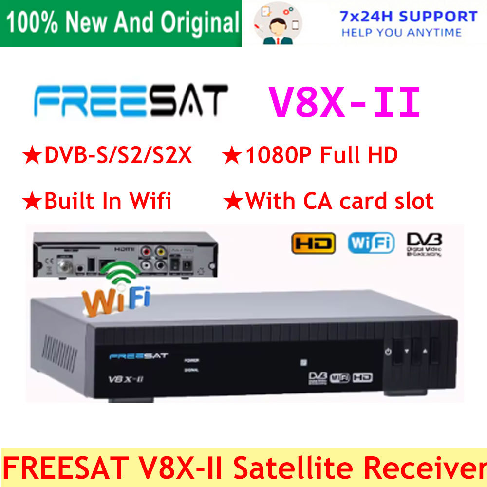 [Genuine] Latest FREESAT V8X-II DVB-S/S2/S2X 1080P HD Satellite receiver Built in WiFi Support CA Ca
