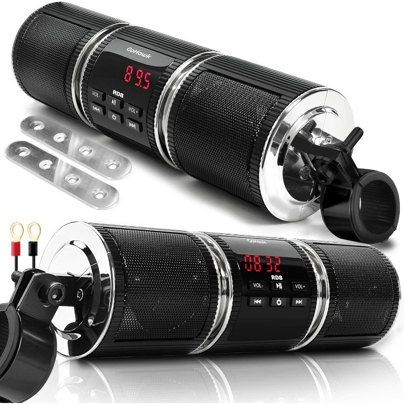 Speaker Stereo Motor Bluetooth, Pemutar Musik MP3, Amplifier, Speaker Radio FM USB untuk Sepeda Moto