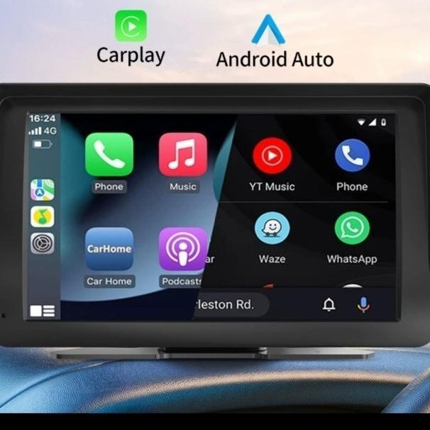 Yoelbaer Carplay Mobil Portabel 7 Inci, Host Mp5 Monitor Desktop Mobil - 7inchMP5+camera