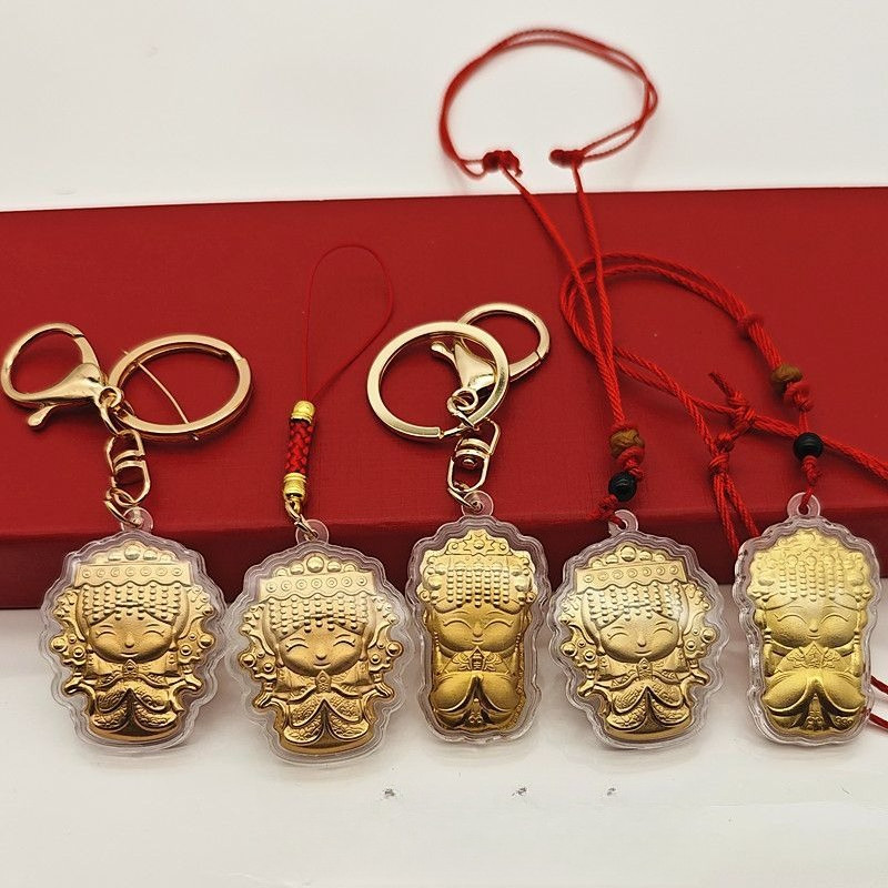 Liontin Mazu, liontin pengaman, gantungan kunci foil emas, liontin Our Lady.