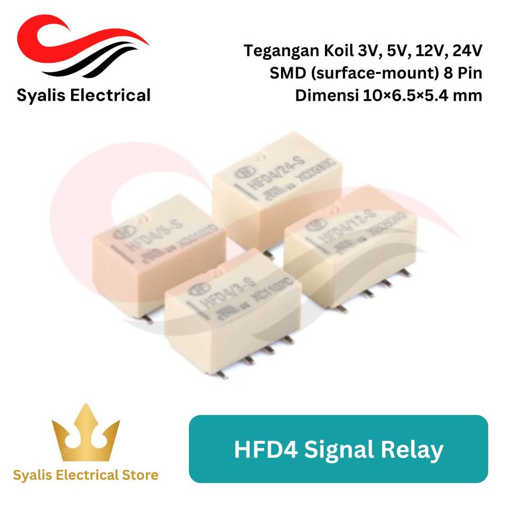 Relay HFD4/3V, 5V, 12V, 24V 2A DPDT 8 Pin surface-mount (SMD) Signal Relay [Syalis]