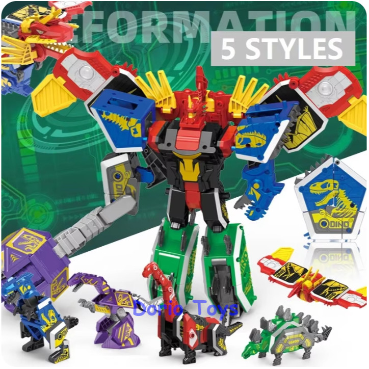 Dinobot Rubik Transformer - Mainan Edukasi Robot Dinosaurus 5in1