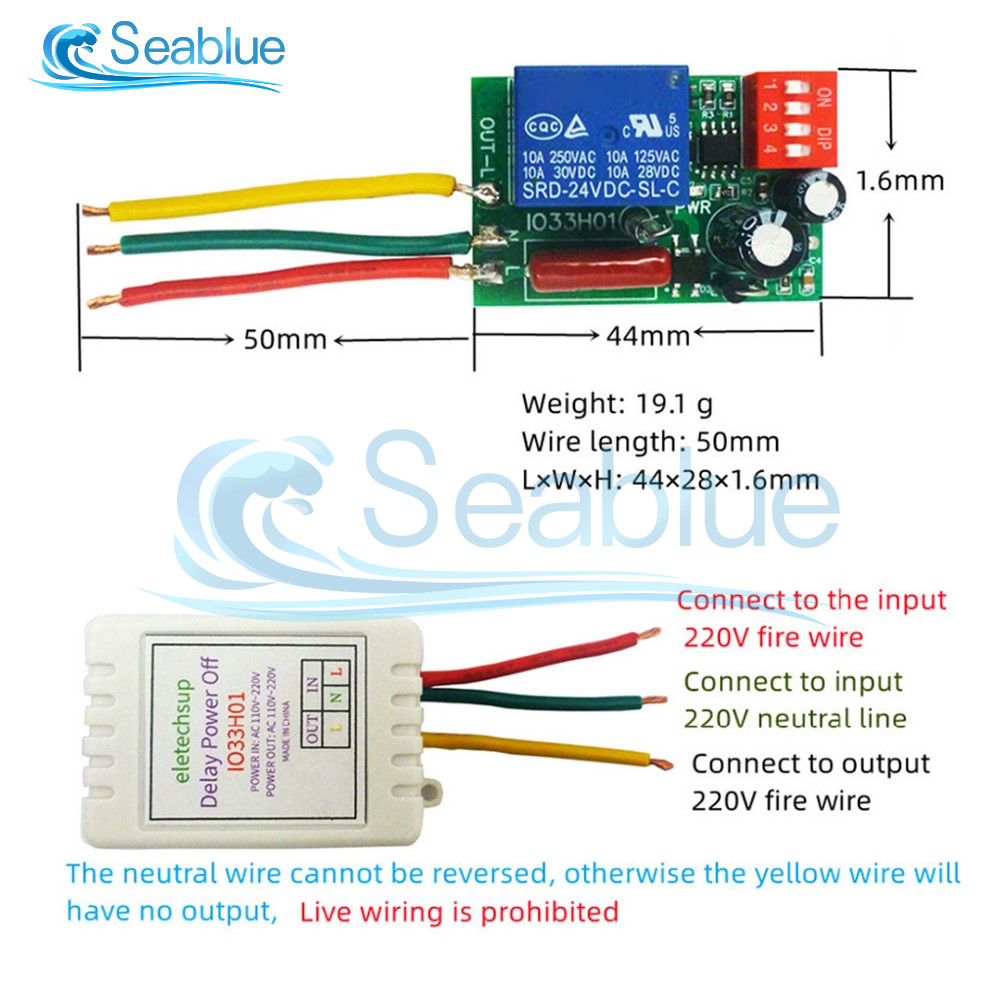 Sakelar Relay Penundaan Daya Hidup/Mati AC 110V 220V, Keluaran Tegangan AC 220V 7A, Pengatur Waktu 1