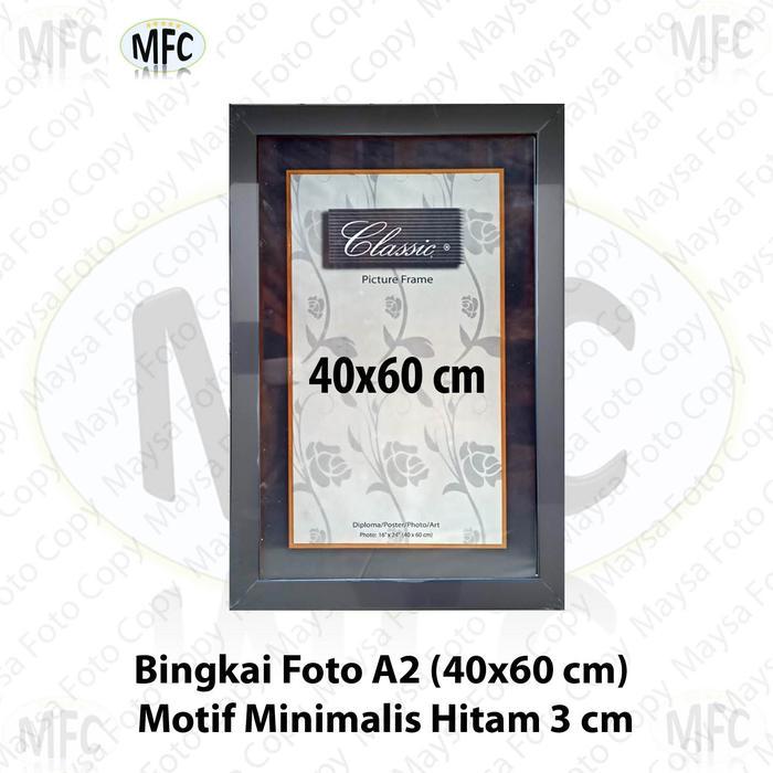 Bingkai Foto Frame Pigura 40x60 full 3cm Minimalis Hitam dan Putih - Hitam