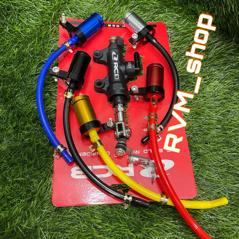 PAKETAN MASTER REM RCB E12 BELAKANG TONJOKAN BELAKANG RCB ORIGINAL+TABUNG CNC+BREKET CNC+SELANG RACI