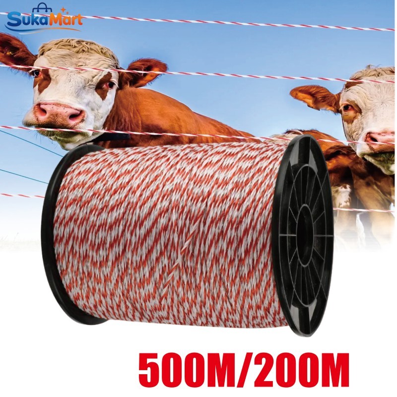 Tali Kawat Roll Pagar Listrik 2MM 200M/500M Fungsi Pagar Aman Stabil Untuk Pertanian Peternakan Perk