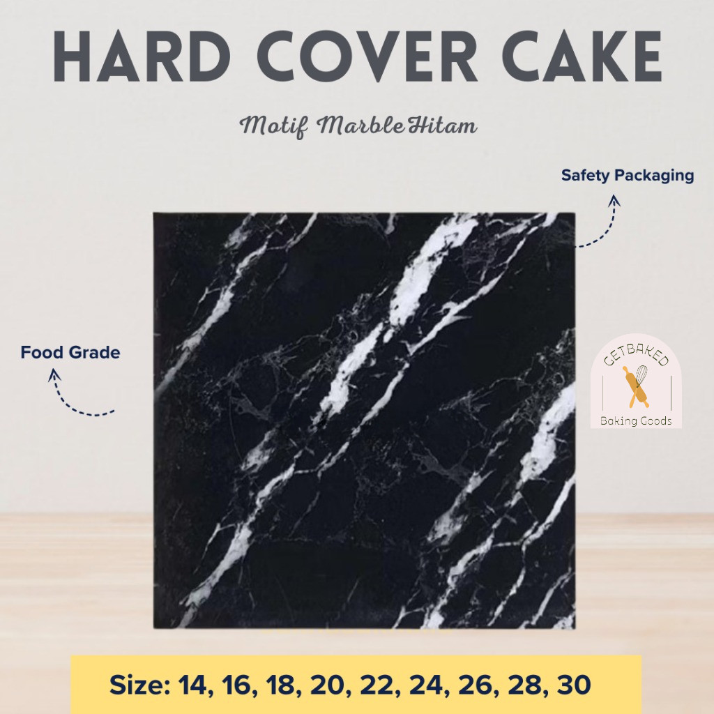 COD HC Tatakan Kue Tart/Alas Kue/Cake Board/Hardcover Marble Black/Tatakan Kue Marble Hitam
