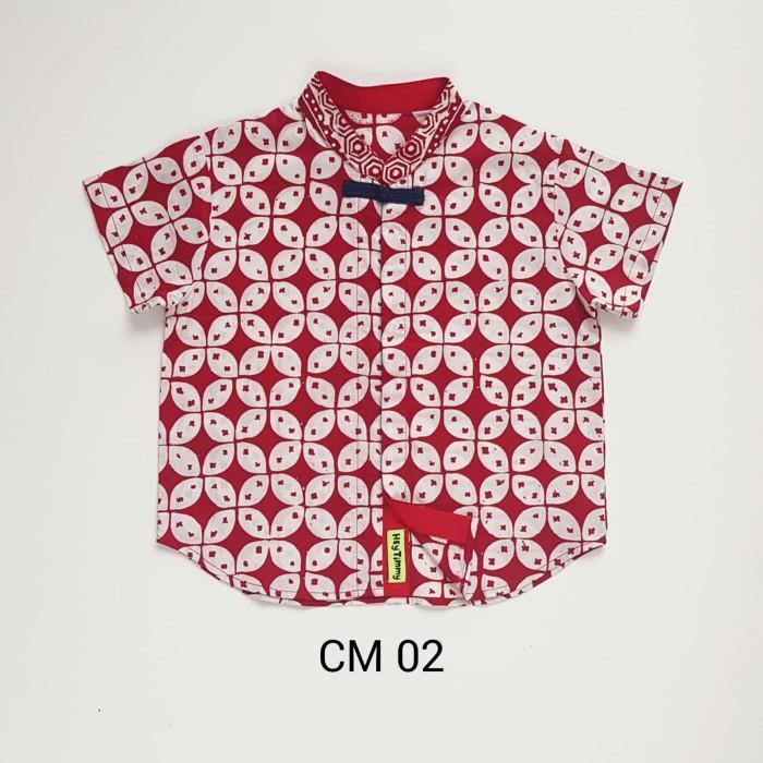 HEYTIMMY - Kemeja Cheongsam Batik Anak Laki Laki - Warna Merah Var 1 - CM 01, 8-10 tahun