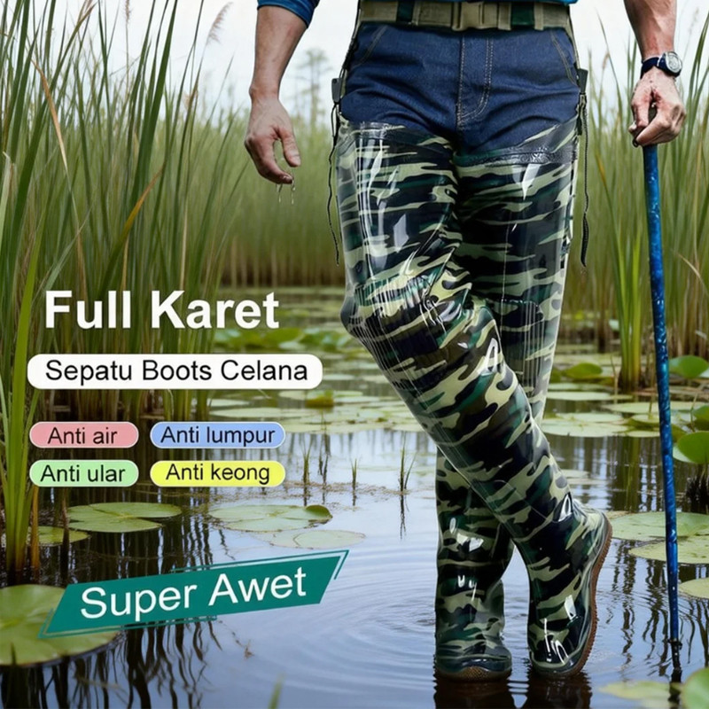 Sepatu Bot Air Panjang Full Karet / Sepatu Boot Boots But Pria Wanita Dewasa Sawah Petani Nelayan Ke