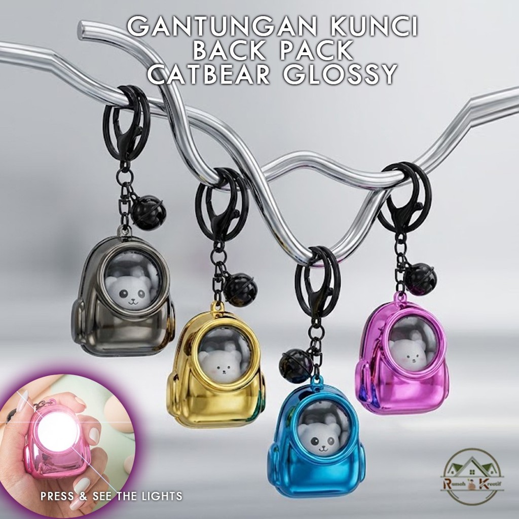 RK Gantungan Kunci Backpack Cat Bear Glossy /Gantungan Tas 3D