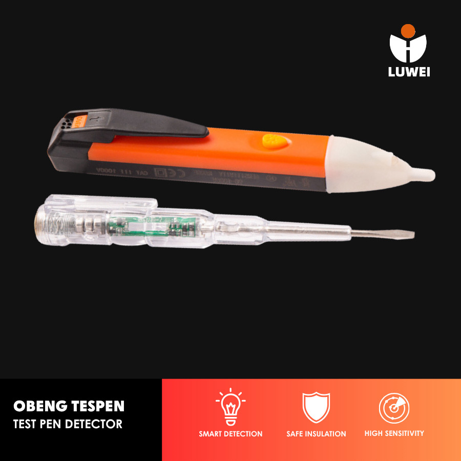 LUWEI OBENG TESPEN TESTER PEN WITH INDICATOR LED + BUNYI TEST PEN DIGITAL