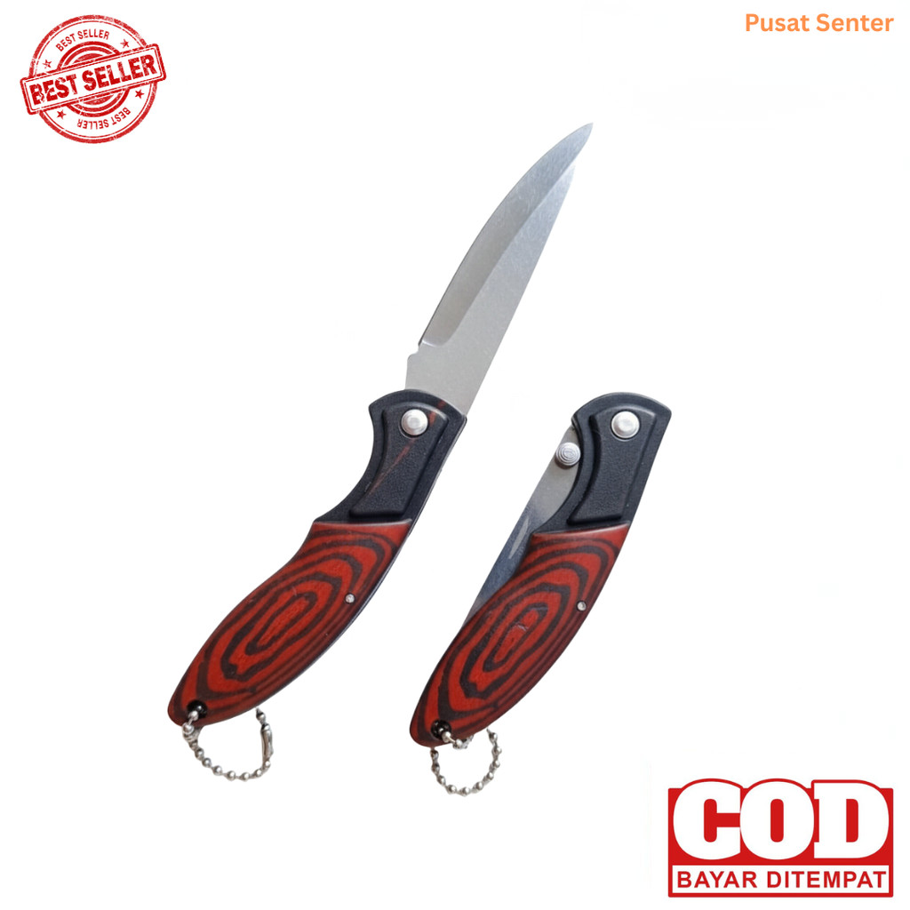 Pisau Lipat Motif Kayu Survival Kit EDC Tools Outdoor Hiking Murah