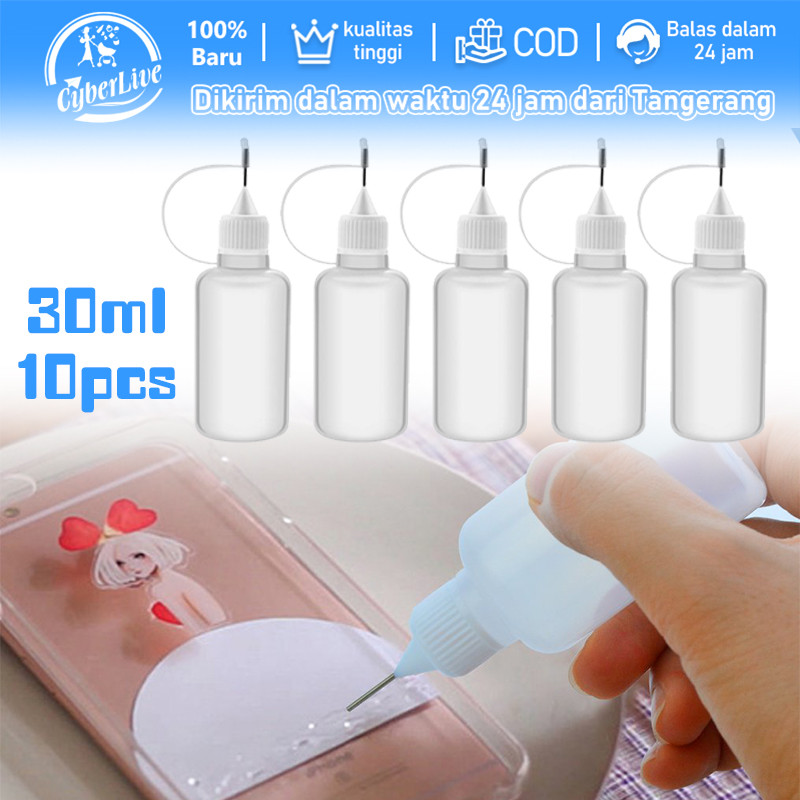 10pcs Botol Tetes Ujung Jarum 30ml Botol Aplikator Henna Glue Applicator Bottle Needle Bottle Jarum 