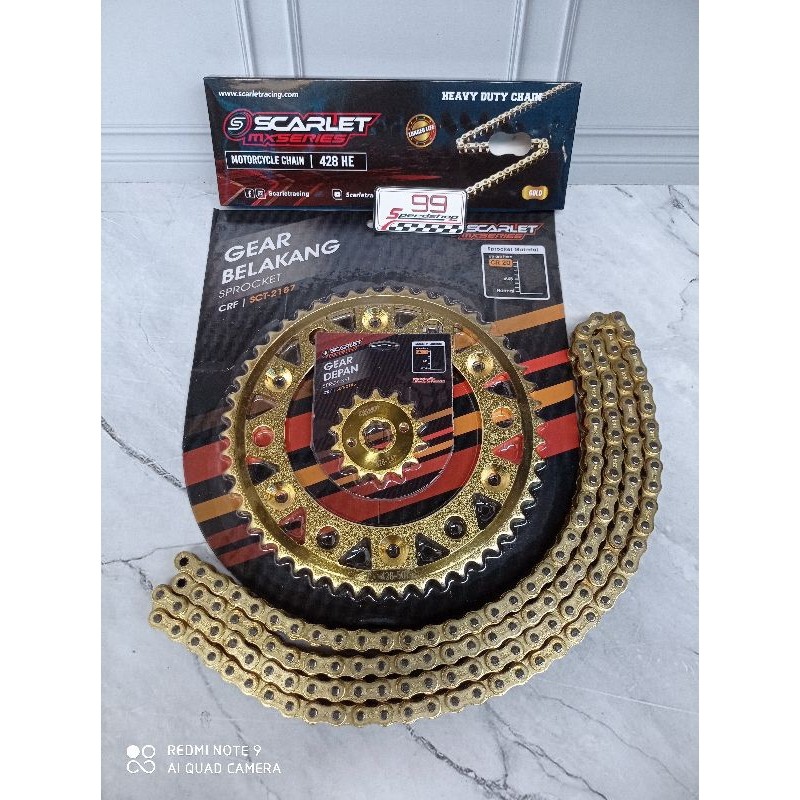 Gear Set CRF 150 Supermoto Harian Scarlet  Mx Series Set Rantai Gold Scarlet  Gear Crf Scarlet Not S
