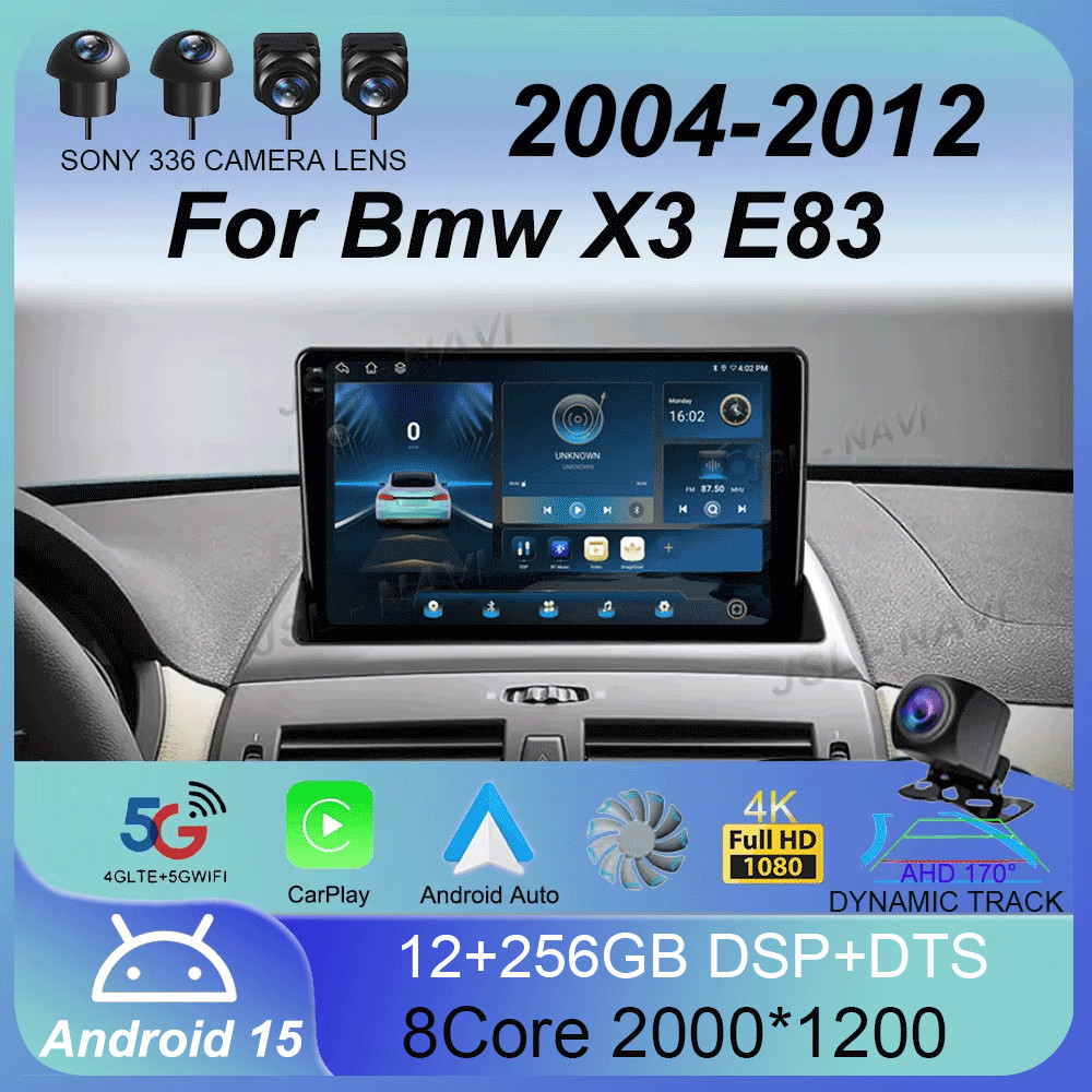 Android 15 For Bmw X3 E83 2004-2012 Car Rao Multimea Player GPS Navigation Wireless Carplay Screen M