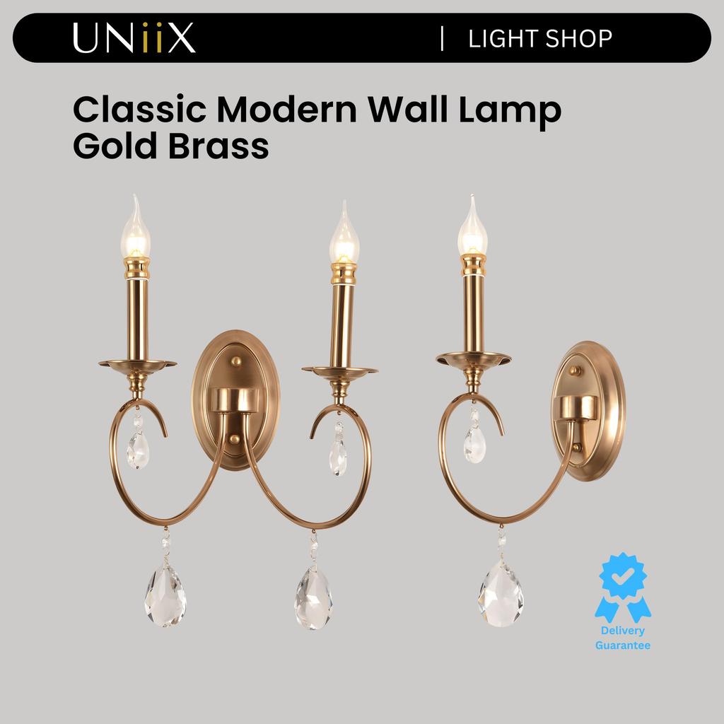 UNiiX - LD6221 | Lampu Hias Dinding Chandelier Model Klasik Modern Warna Gold Brass Untuk Ruang Tamu