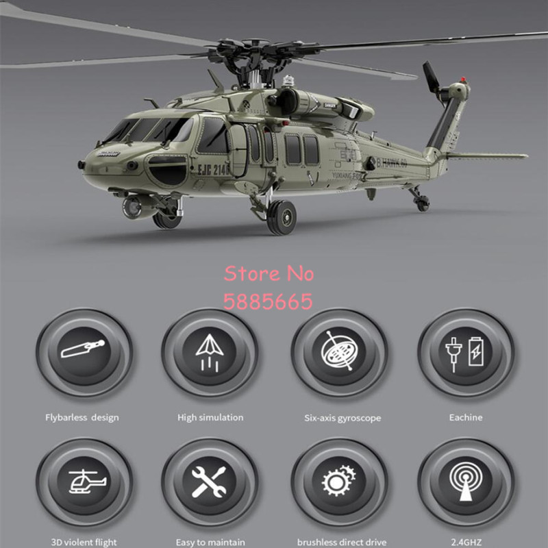 Professional Brushless RC Helicopter Fighter Large 147 UH60 Black Hawk 6CH 3D6G Flybarless Arobatic 
