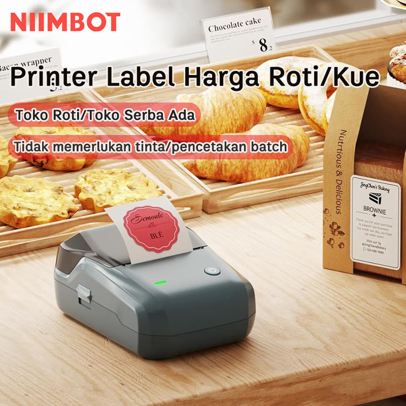 NIIMBOT B1 Printer Label Makanan, Printer Stiker Label Mini, Pembuat Label, Printer Barcode, Cocok u