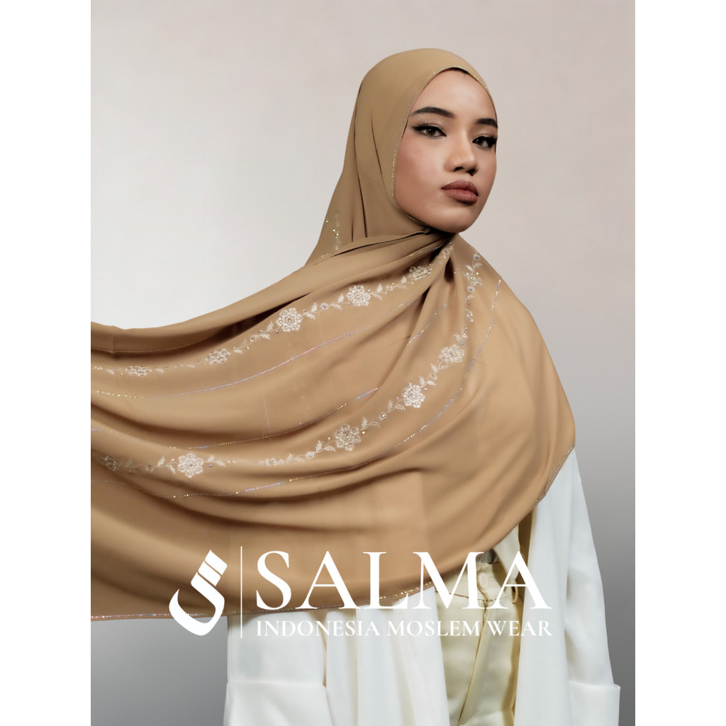 ABAYA SALMA - Pashmina Azza Bordir Mewah Chiffon Arab Premium