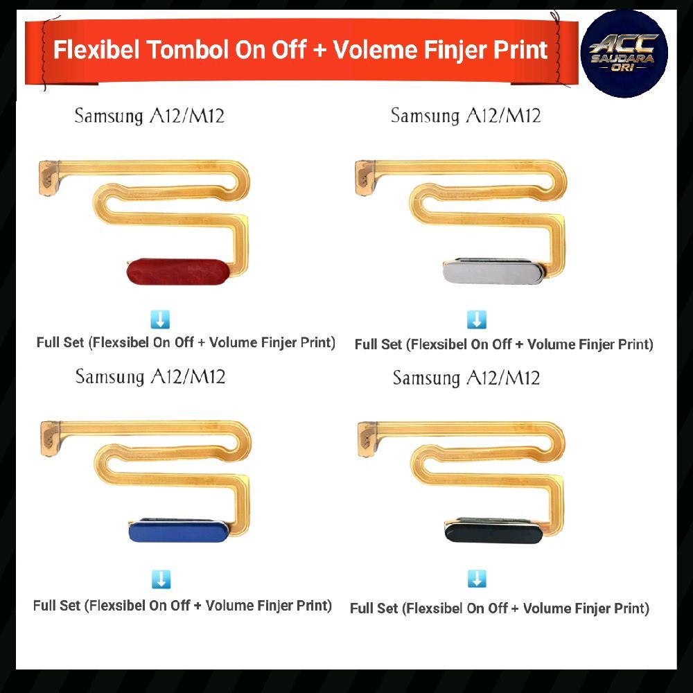 Flexibel Tombol On Off + Volome Finjer Print For : Samsung A12 / M12 Original Termurah