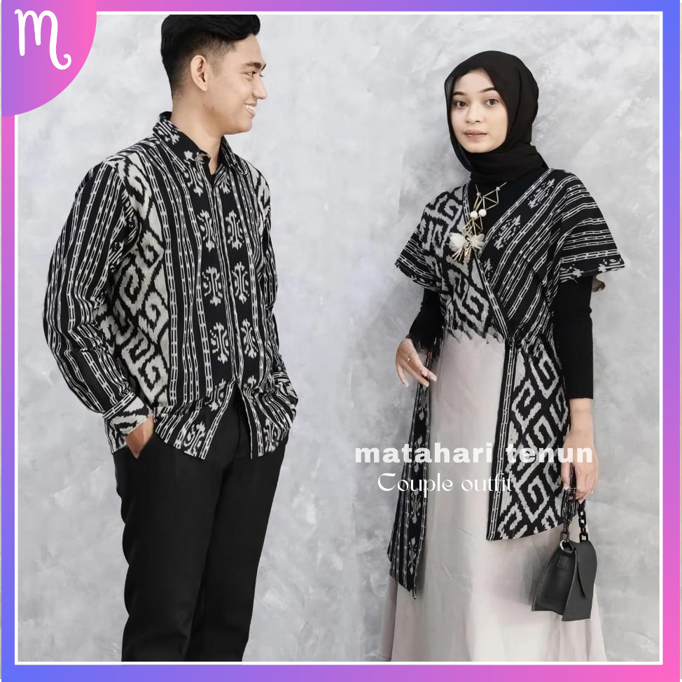 Batik Couple Tenun Kemeja Dress Andin Bunga Matahari Tenun Baju Wanita