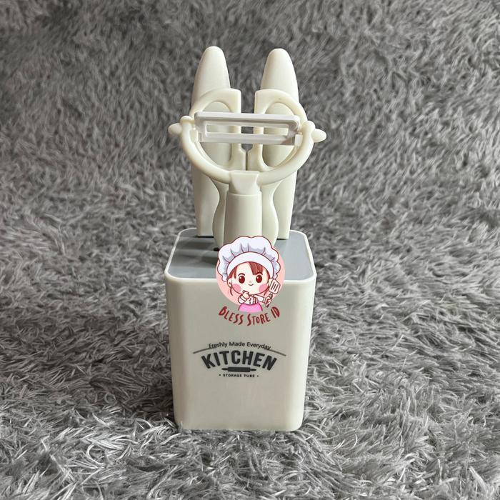 Pisau Satu Set Dengan Wadah Penyimpanan Warna Putih - Putih