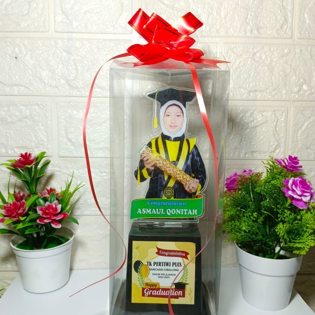 Piala Wisuda Sekolah Akrilik Custom foto sendiri