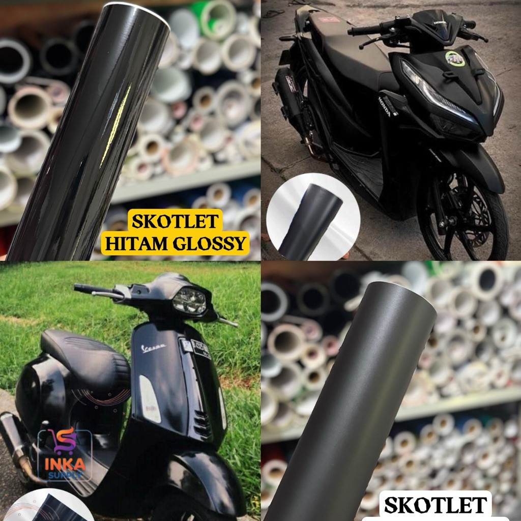 Inkaasup- sticker hitam glossy/sticker mengkilap/skolet glossy/glossy metalic black/sticker motor/le