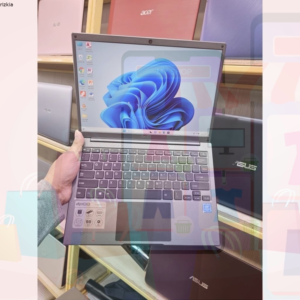 Laptop Leptop Axioo SLIMBOOK 13 Intel Celeron N4020 RAM 6GB SSD 128GB WINDOWS 11 Kondisi bagus warna