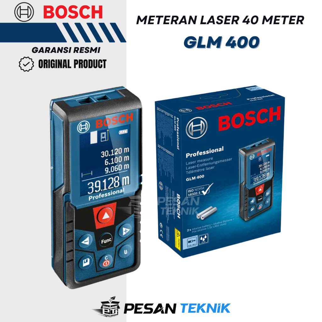 Meteran Laser 40M Leser Distance Meter Pengukur Jarak Laser BOSCH GLM 400