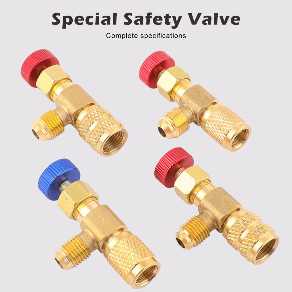 Adaptor Konverter Kran Pengisian AC Tahan Lama Kuningan Murni untuk Refrigeran R22 R32 R410 Penyejuk