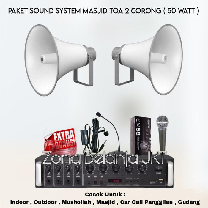 Paket Sound System Toa Masjid Mushola 2 Corong Toa 50 Watt ( SET 2 )
