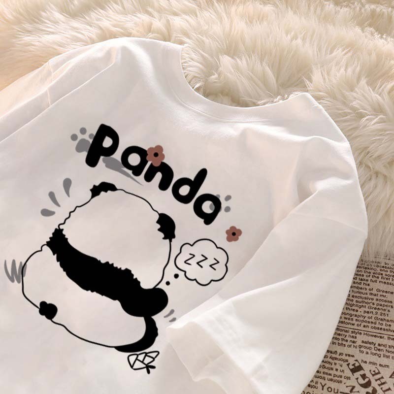 PROMO PUASA Baju Wanita Kaos Kaos Bergambar Panda Baju Kaos Oversize Wanita Korean 100%Cotton | Atas