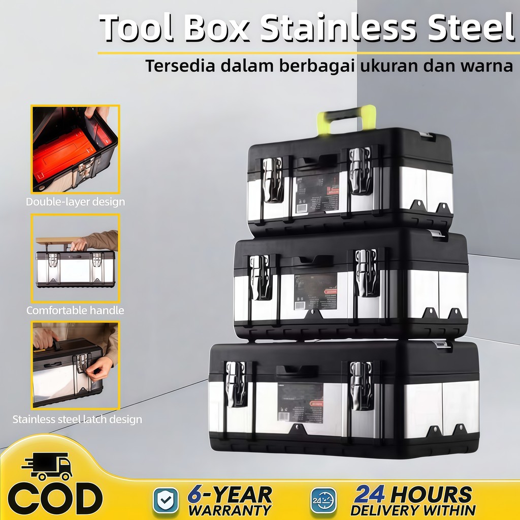 Tool Box Besar 20 Inch Box Alat Perkakas Tool Box Bahan Stainless Steel Kotak Perkakas