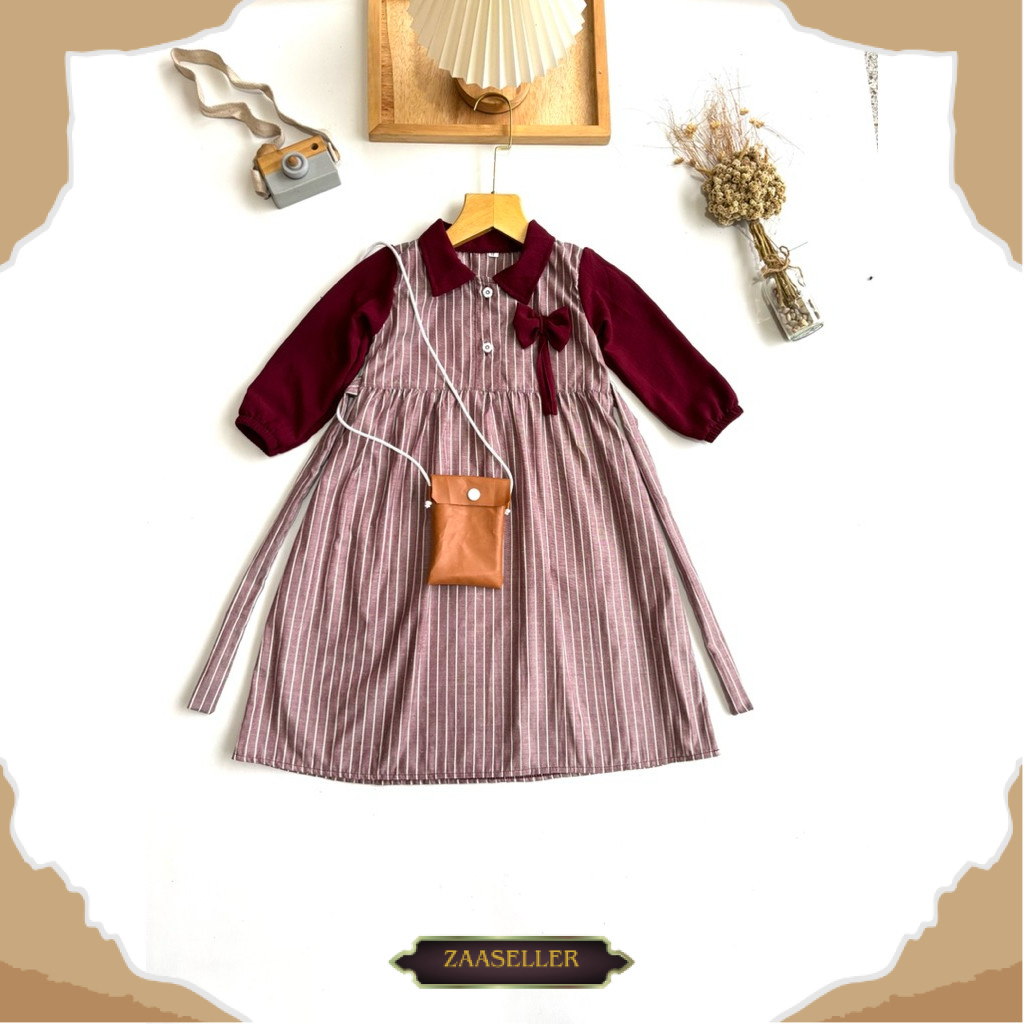 Gamis Anak Perempuan Terbaru 1-9 Tahun | Baju Gamis Model Andini FREE Tas kecil Lucu ZSS