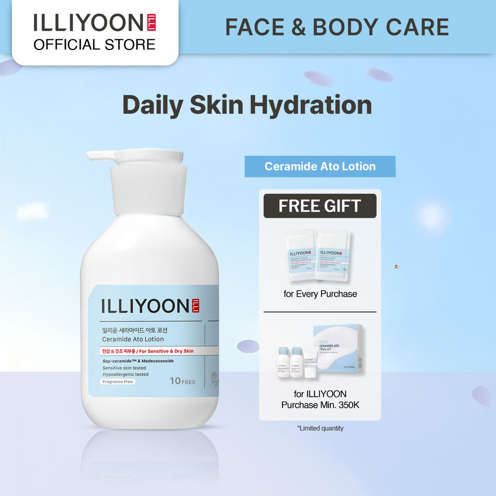 ILLIYOON Ceramide Ato Lotion - Daily Skin Hydration - Pelembap Wajah dan Badan untuk Menjaga Skin Ba