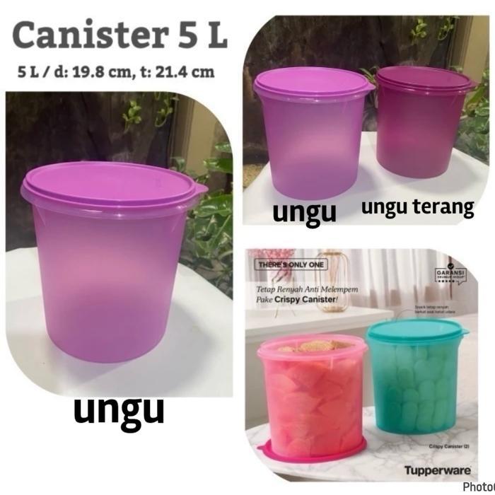 Tempat Snack ukuran 5 Liter Tupperware Crispy Canister Maxi Canister - 1 pc 5L ungu