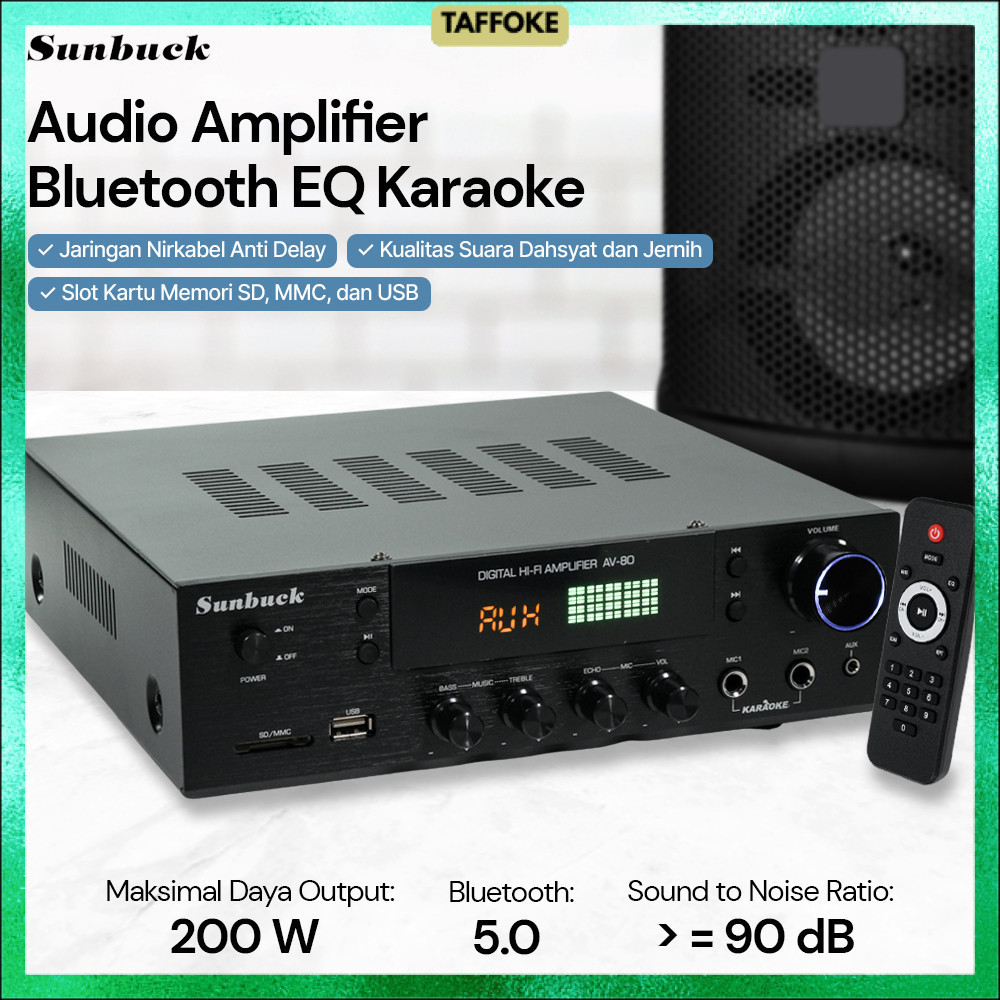 Sunbuck Audio Amplifier Bluetooth EQ Karaoke FM Radio 200W - AV-80