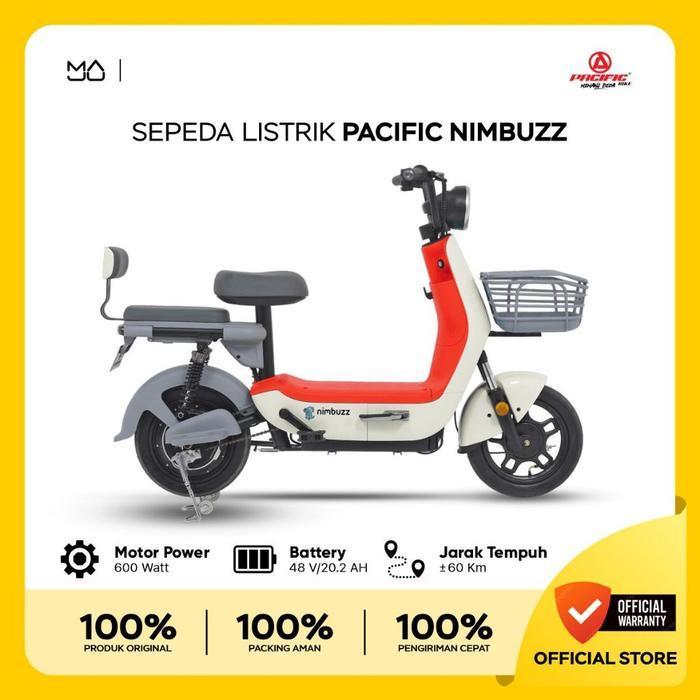 Sepeda Listrik Pacific Nimbuzz Elektrik E Bike 500Watt - Garansi resmi - Kuning Abu