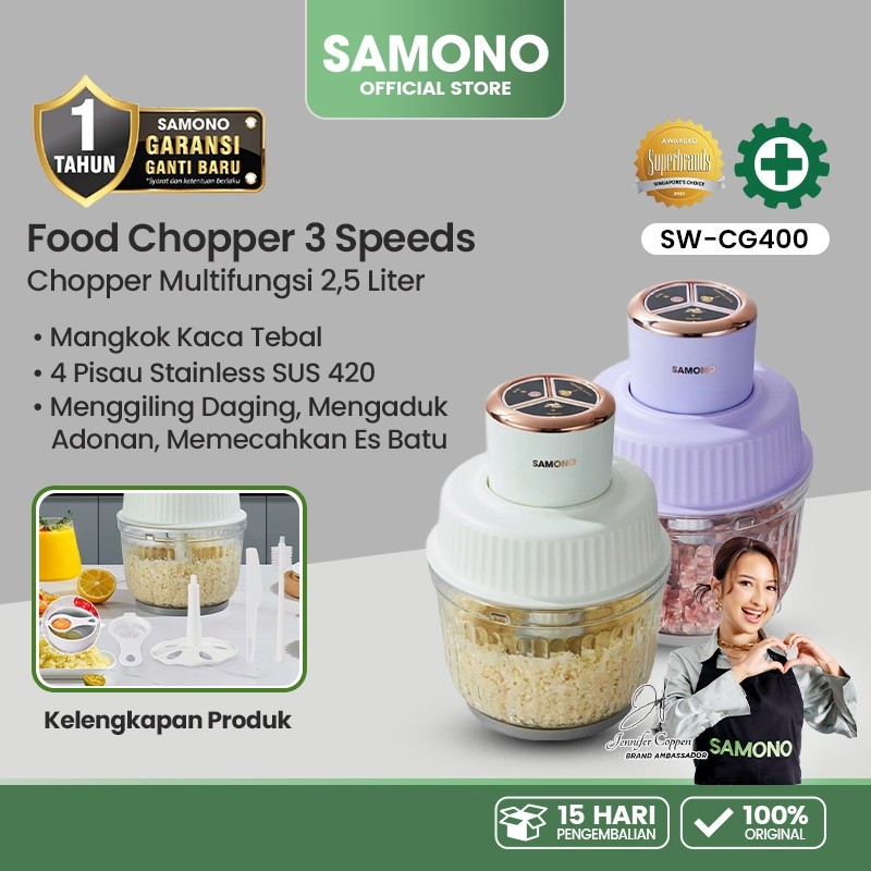 ( Giantyy ) SAMONO Food Chopper 2.5L Multifungsi chopper bumbu dan daging chopper kaca chopper low w