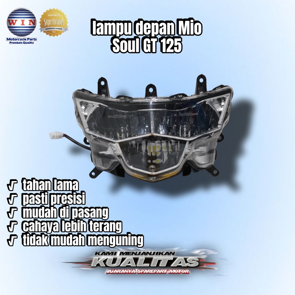 Lampu Depan Mio Soul GT 125 Blue Core + LED 2015 2016 2017 2018 WIN | reflektor headlamp WIN | head 