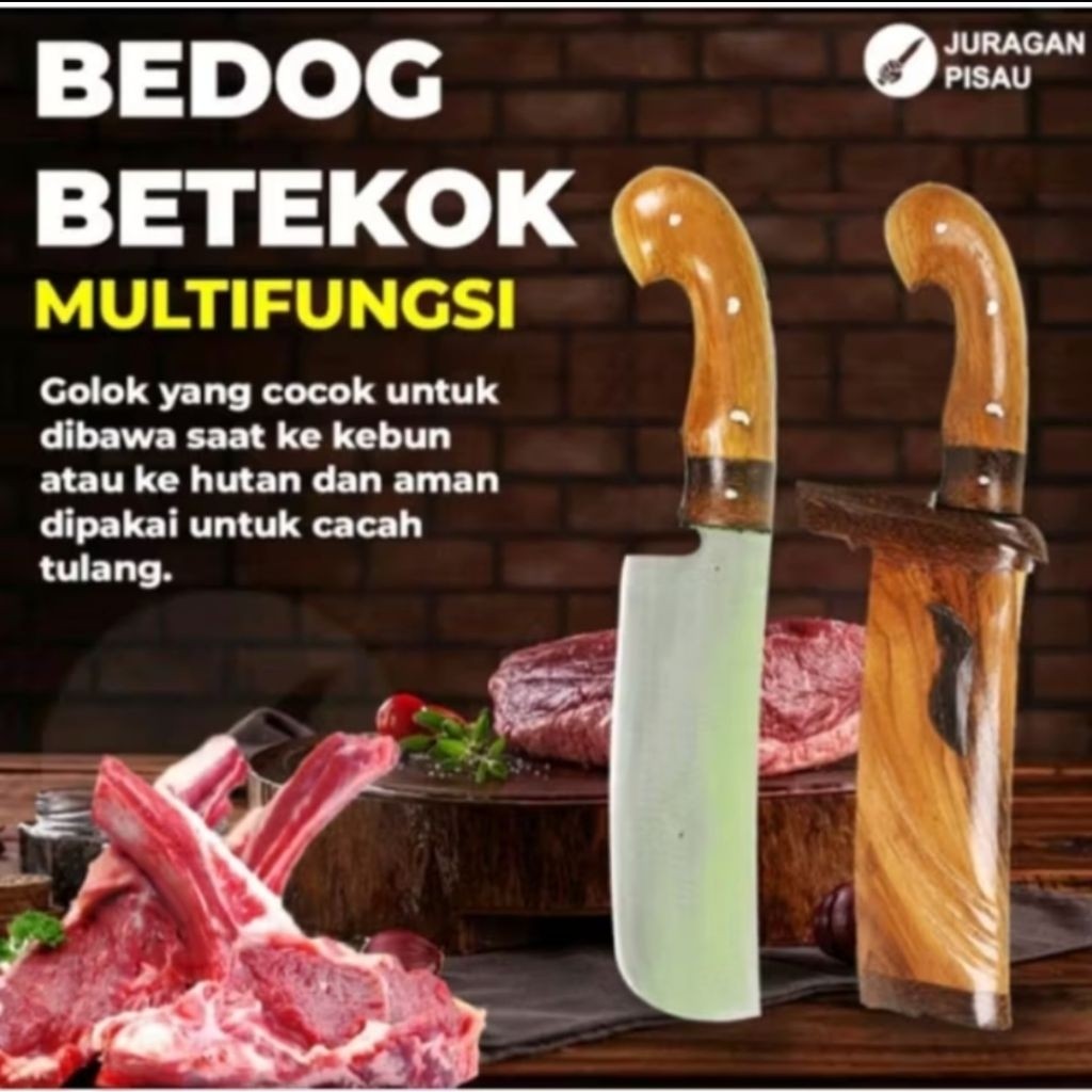 Bedog Betekok Baja Per Super Kuat dan Tajam Untuk Kupas kelapa Cacah Tulang - Juragan Pisau