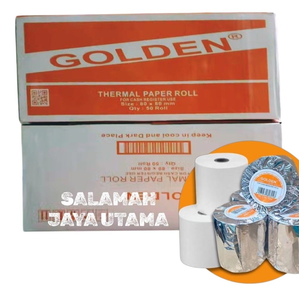 (50 ROLL/1 DUS) GOLDEN Thermal Paper Roll 80x80mm / Kertas Thermal / Kertas Kasir 80x80 mm / Golden 